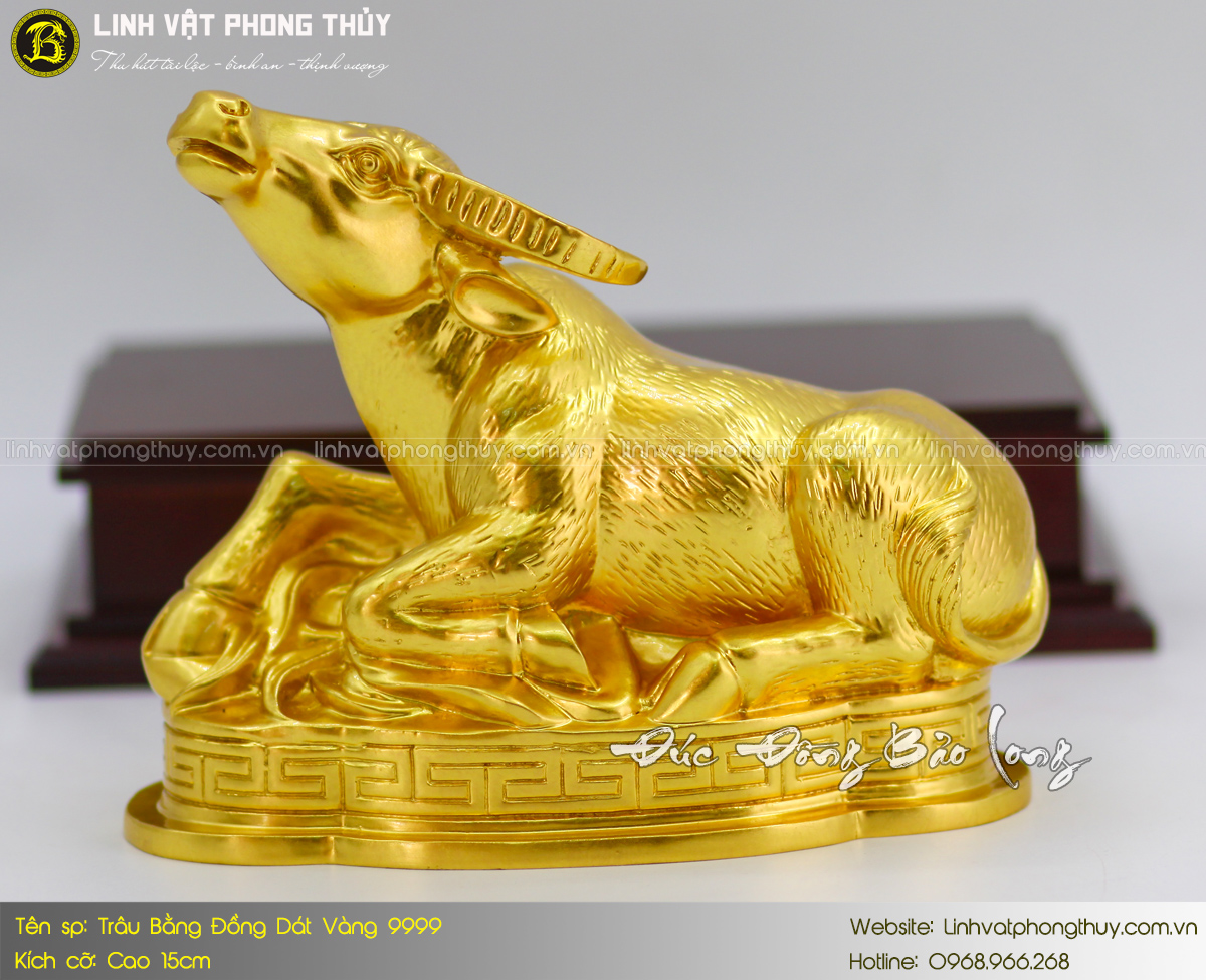 tượng trâu bằng đồng dát vàng 9999