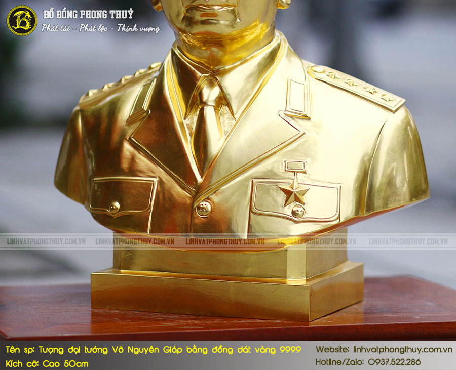 Tượng Đại Tướng Võ Nguyên Giáp Bằng Đồng Dát Vàng 9999 Cao 50cm - TBG004 7
