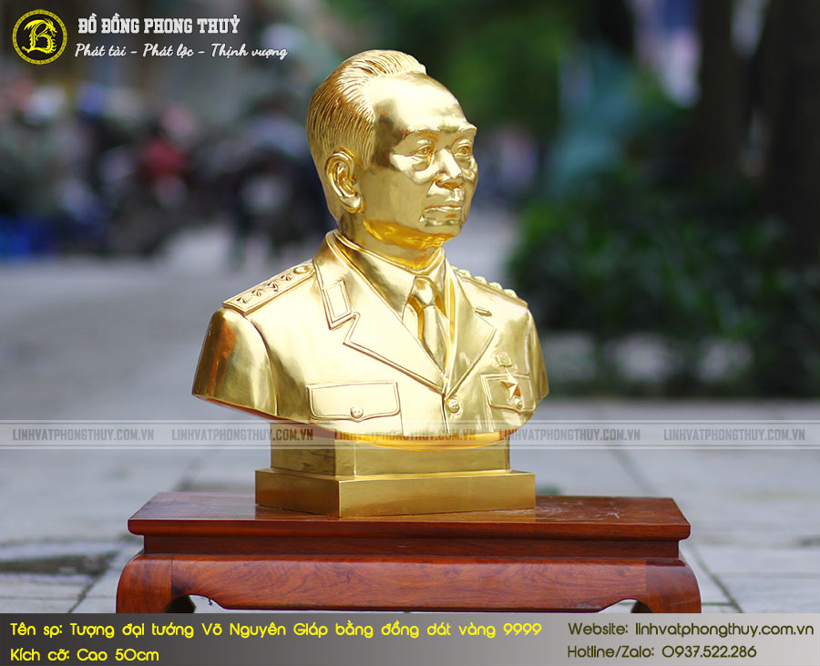 Tượng Đại Tướng Võ Nguyên Giáp Bằng Đồng Dát Vàng 9999 Cao 50cm - TBG004 4