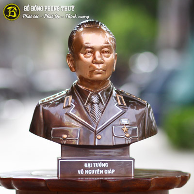 Tượng Đại Tướng Võ Nguyên Giáp Bằng Đồng Khảm Tam Khí Cao 24cm - TBG005