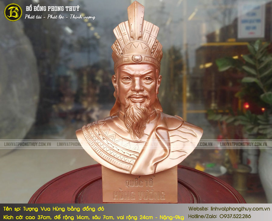 Tượng Vua Hùng Bằng Đồng Đỏ Cao 37cm - QBT002 6